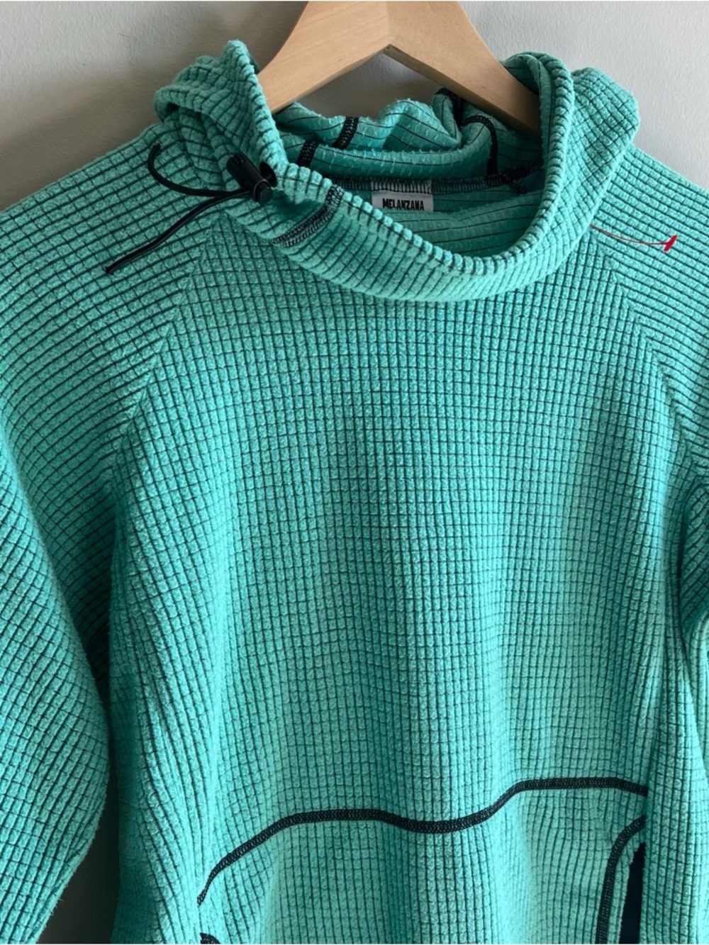 Melanzana Men Small (Women Medium) MicroGrid Fleece Hoodie Lagoon Color - Picture 4 of 12